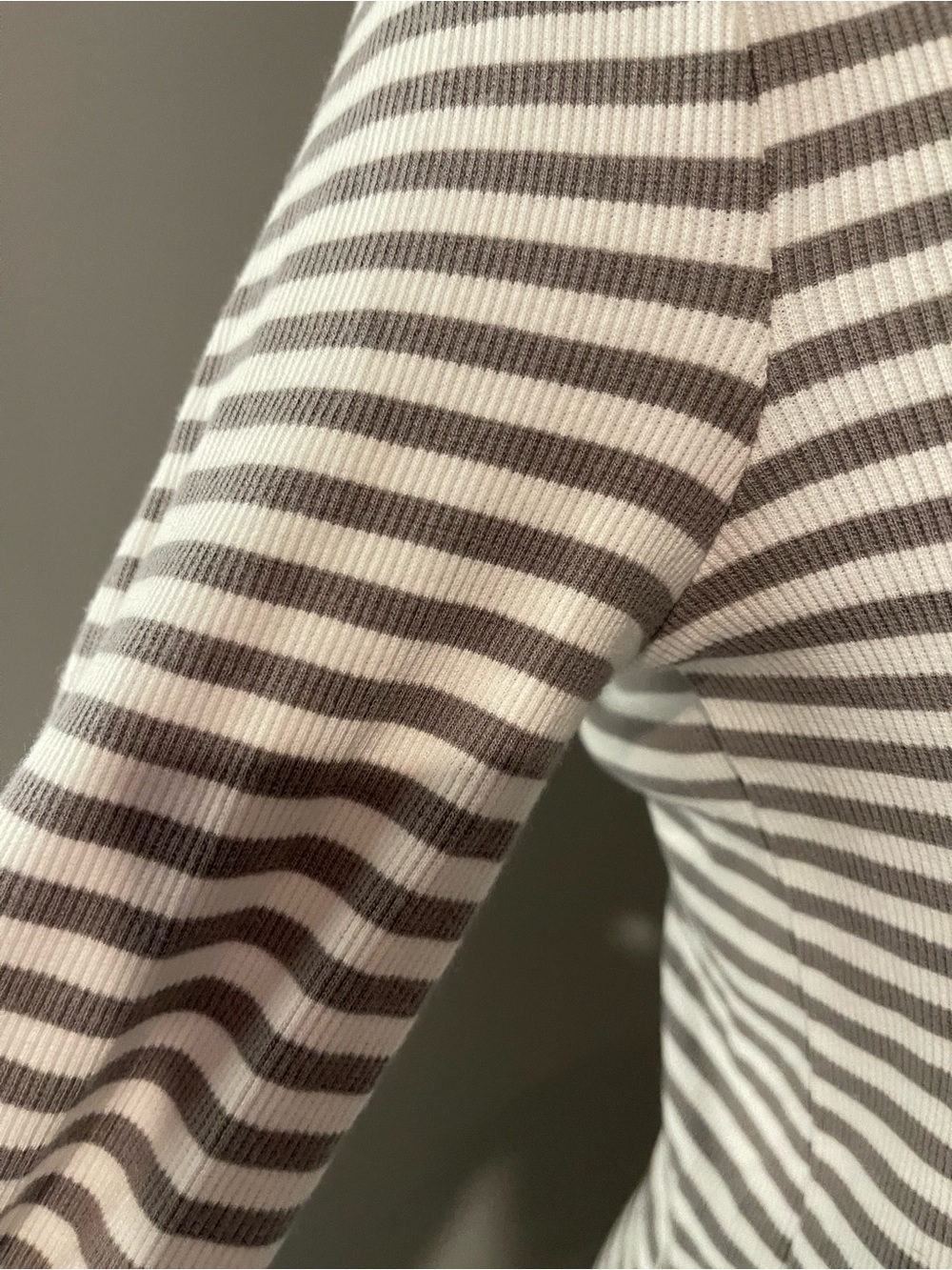 J crew Gray & White Striped Long Sleeve Tee - Picture 3 of 7